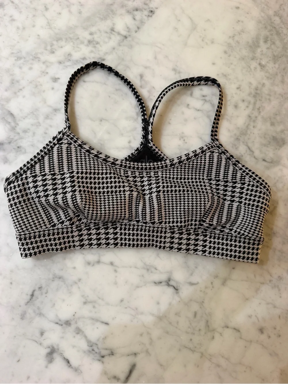 ALO Yoga Black & White Houndstooth Sports Bralette